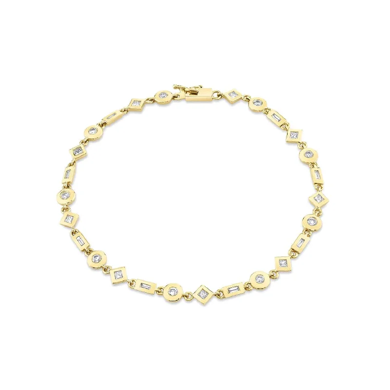 Mixed Shape Bezel Tennis Bracelet