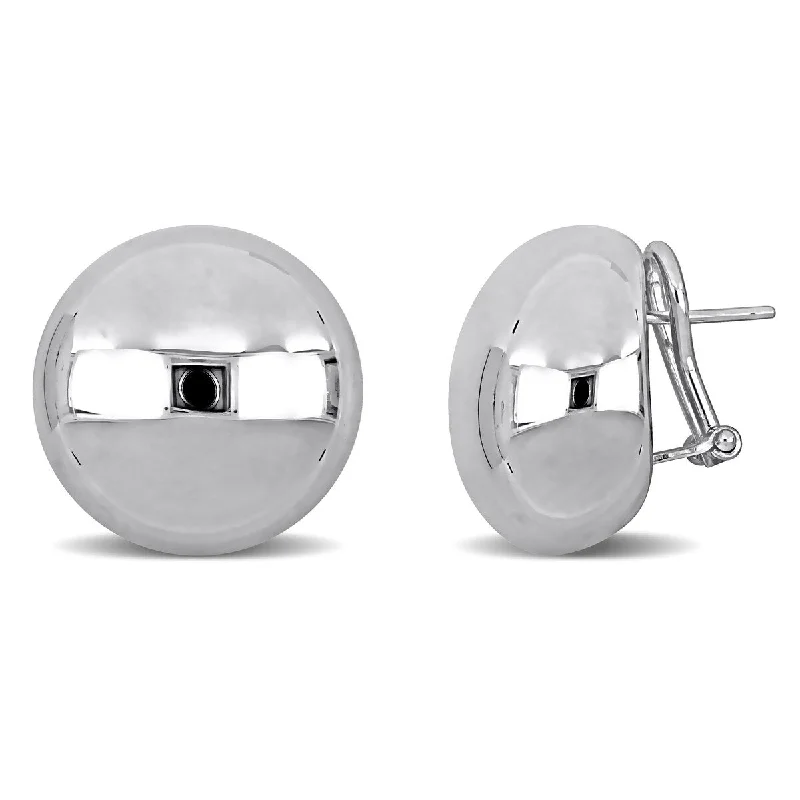 Miadora 20mm Round Design Stud Earrings in 14K White Gold