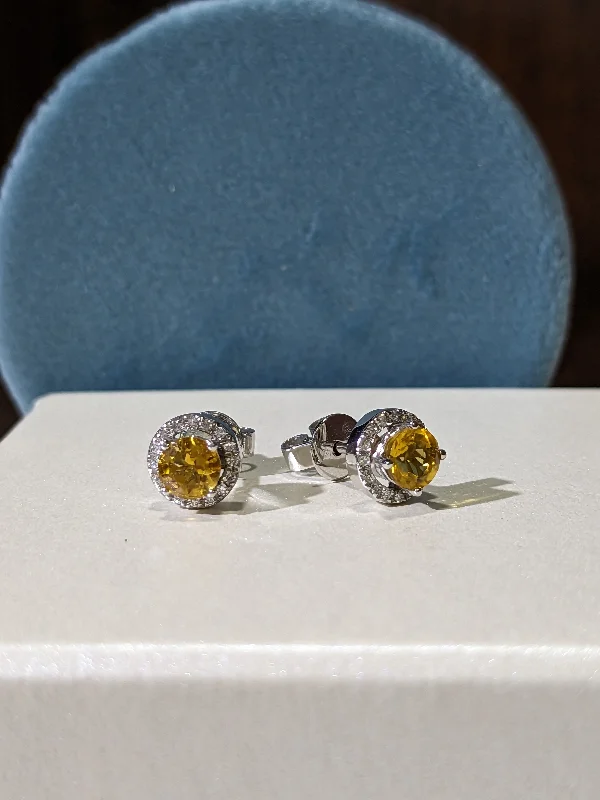 Citrine Halo Earrings