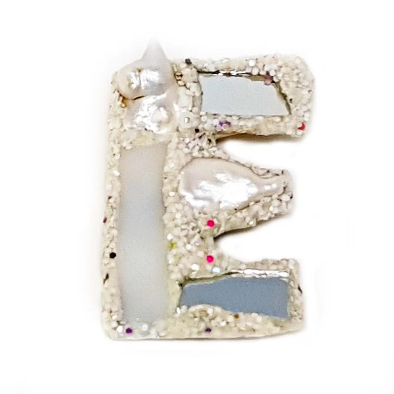 LETTER E - WHITE BROOCH