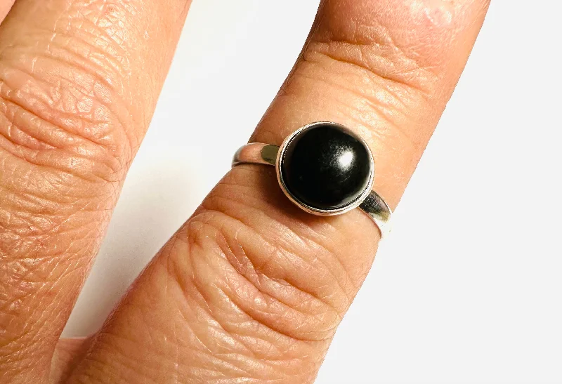 Onyx Black Ring, Onyx Ring, Silver Stackable, Promise Ring