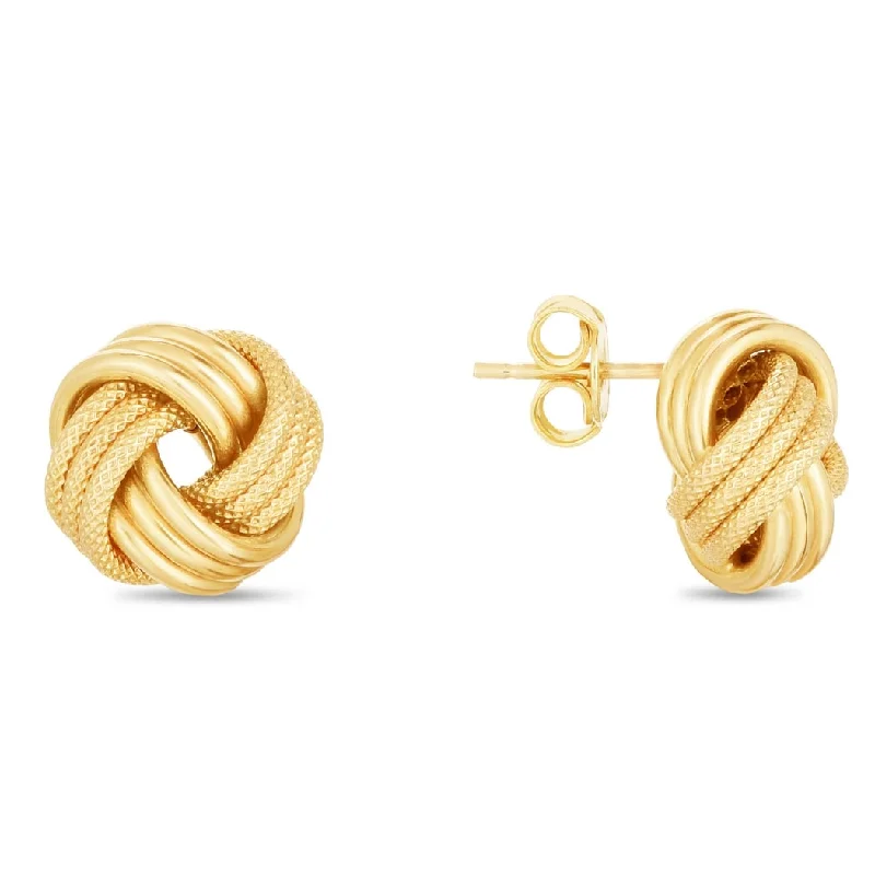 Curata 14k Yellow Gold 12mm LargeTextured Love Knot Statement Earrings