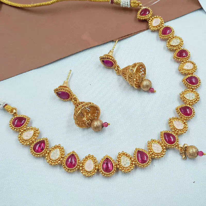 Padmawati Bangles Gold Plated Pota Stone And Meenakari Necklace Set