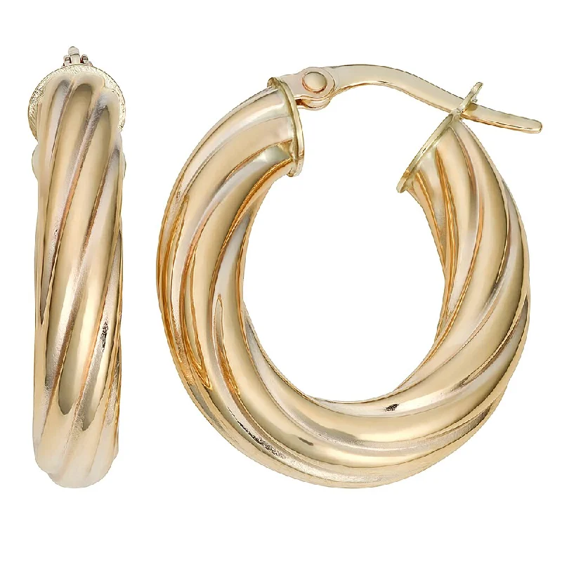 Fremada 10k Yellow Gold 4.5-mm High Polish Swirl Design Oval Hoop Earrings