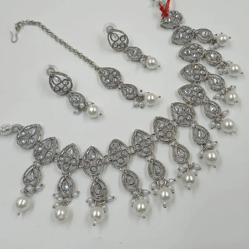 Padmawati Bangles Silver Plated Crystal Necklace Set