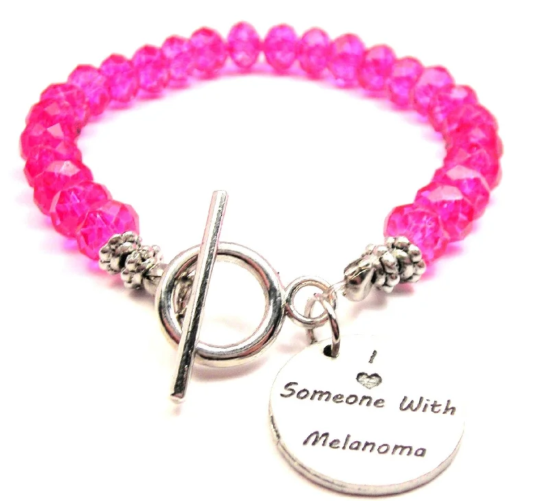 I Love Someone With Melanoma Crystal Beaded Toggle Style Bracelet