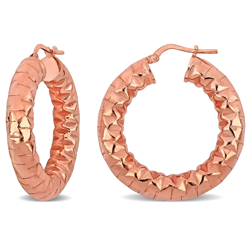 Miadora Hoop Earrings in Rose Plated Sterling Silver