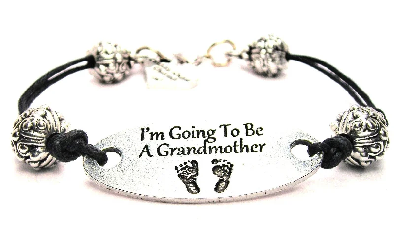 I'm Going To Be A Grandmother Black Cord Connector Bracelet