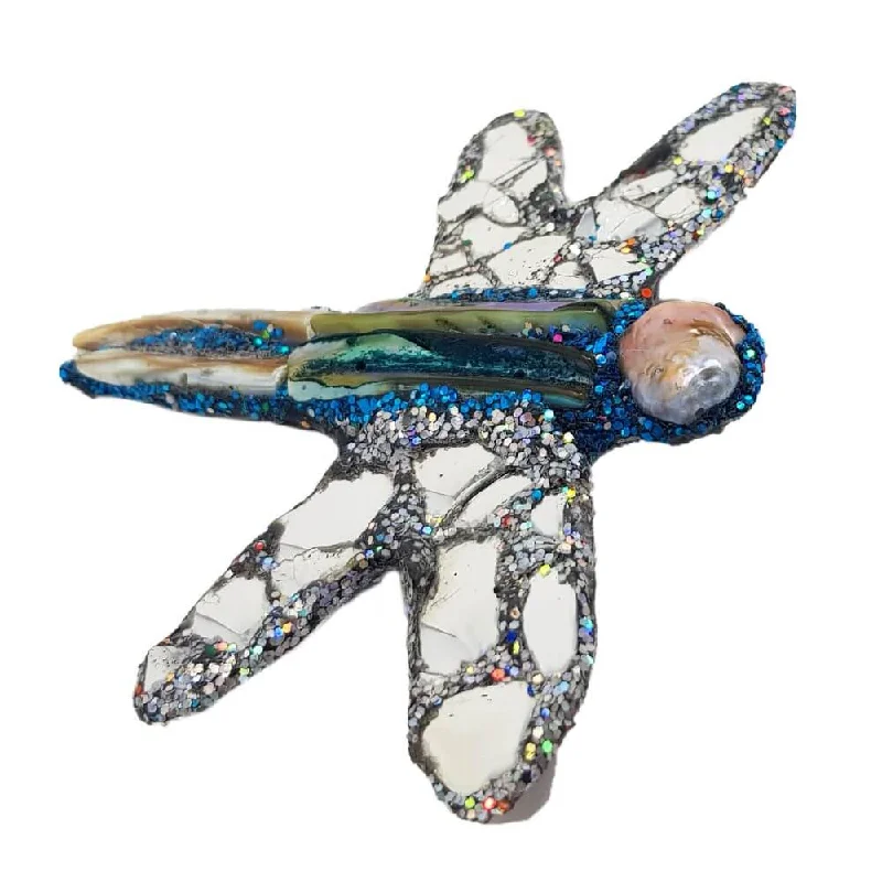 SILVER and BLUE DRAGONFLY BROOCH - POLLINATOR 2