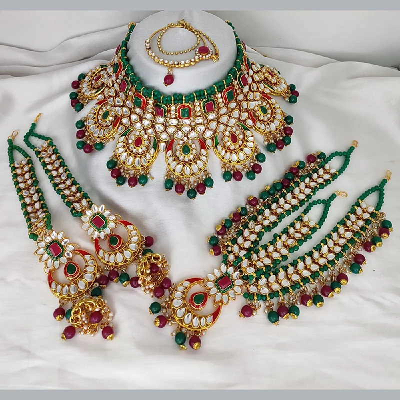 Lucentarts Jewellery Kundan Semi Bridal Necklace Set