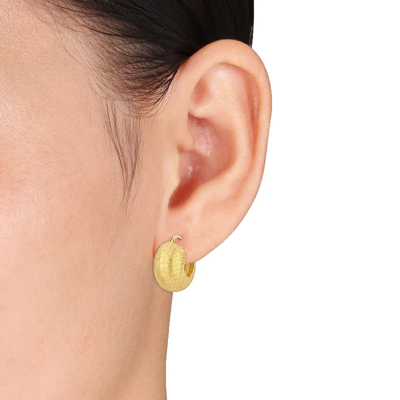 Miadora Yellow Plated Sterling Silver Hoop Earrings