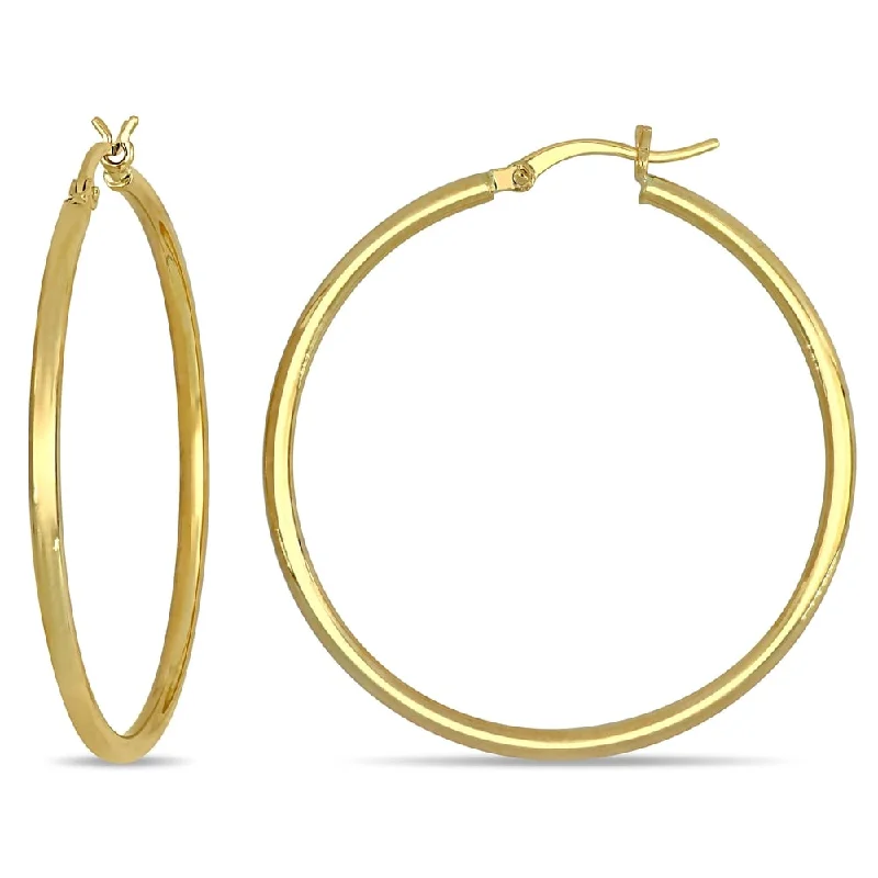 Miadora 10k Yellow Gold Classic Round Hoop Earrings (2 mm)