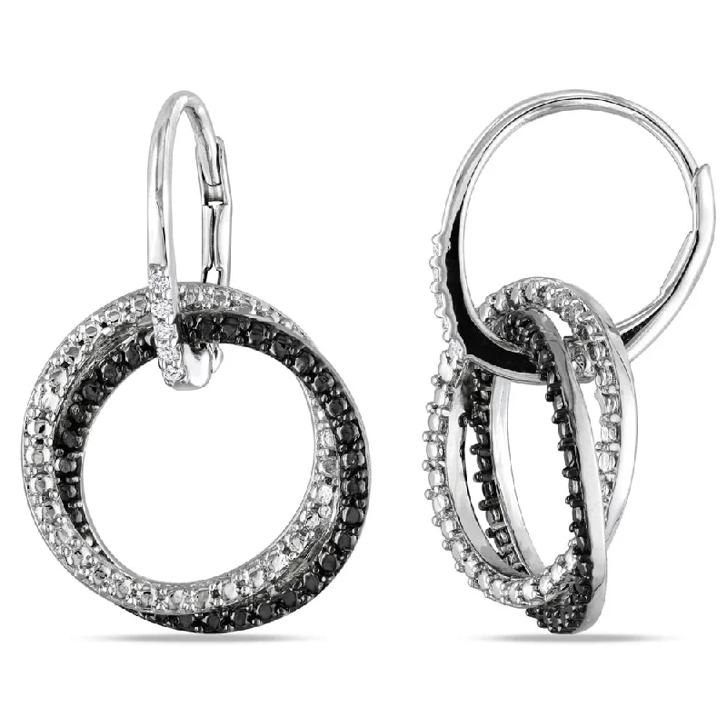 Miadora Sterling Silver White Diamond Dangle Earrings