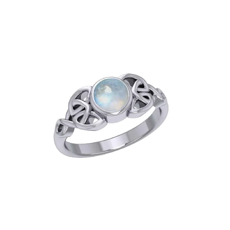 Celtic Knotwork Sterling Silver Ring and Gem TR3576