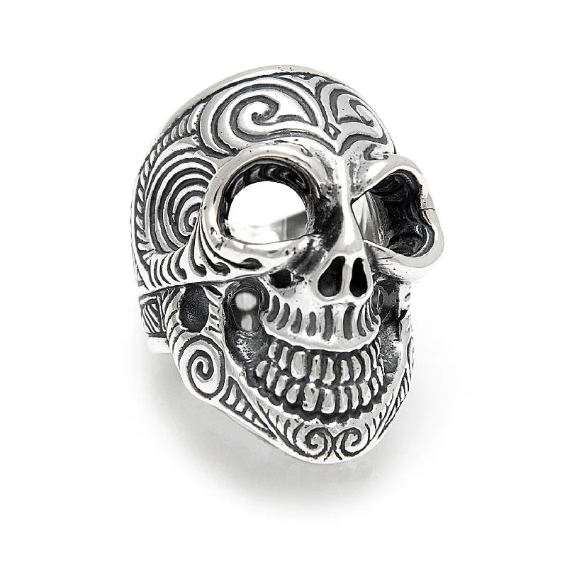 Tribal Graffiti Master Skull Ring