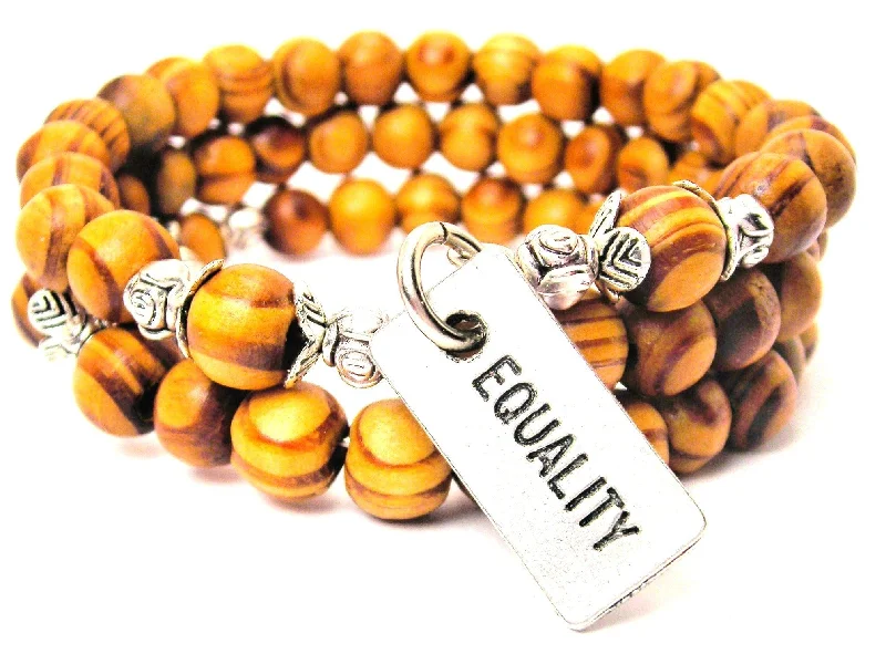 Equality Natural Wood Wrap Bracelet