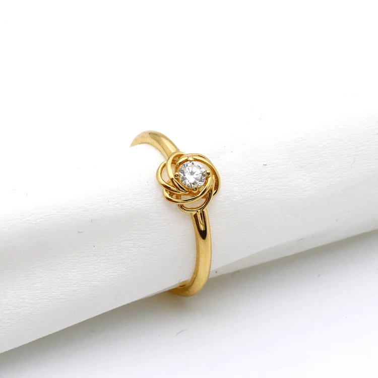 Real Gold Flower Stone Ring 0425 (Size 10) R2126