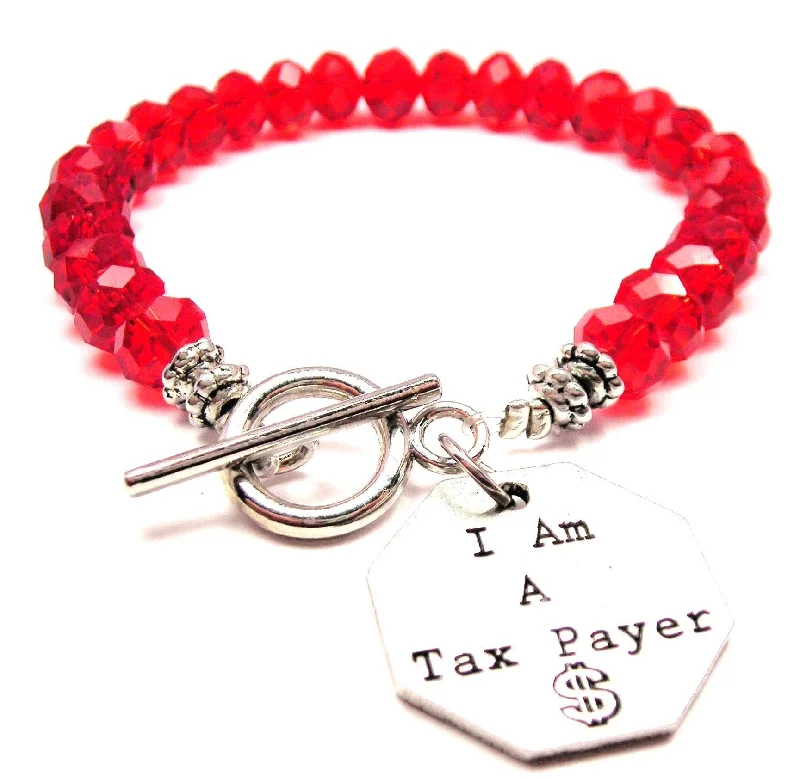 I Am A Tax Payer Crystal Beaded Toggle Style Bracelet