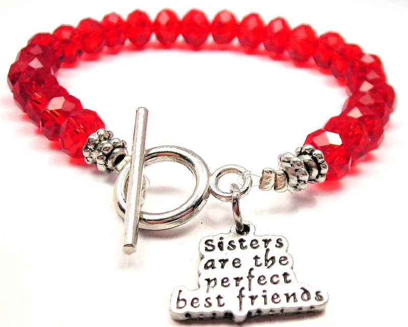 Sisters Are The Perfect Best Friends Crystal Beaded Toggle Style Bracelet