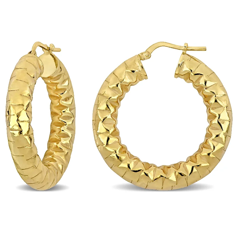 Miadora Yellow Plated Sterling Silver Hoop Earrings