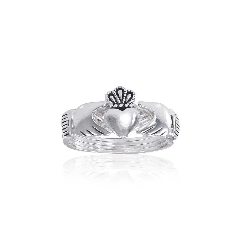 Irish Claddagh Puzzle Sterling Silver Ring TR1219