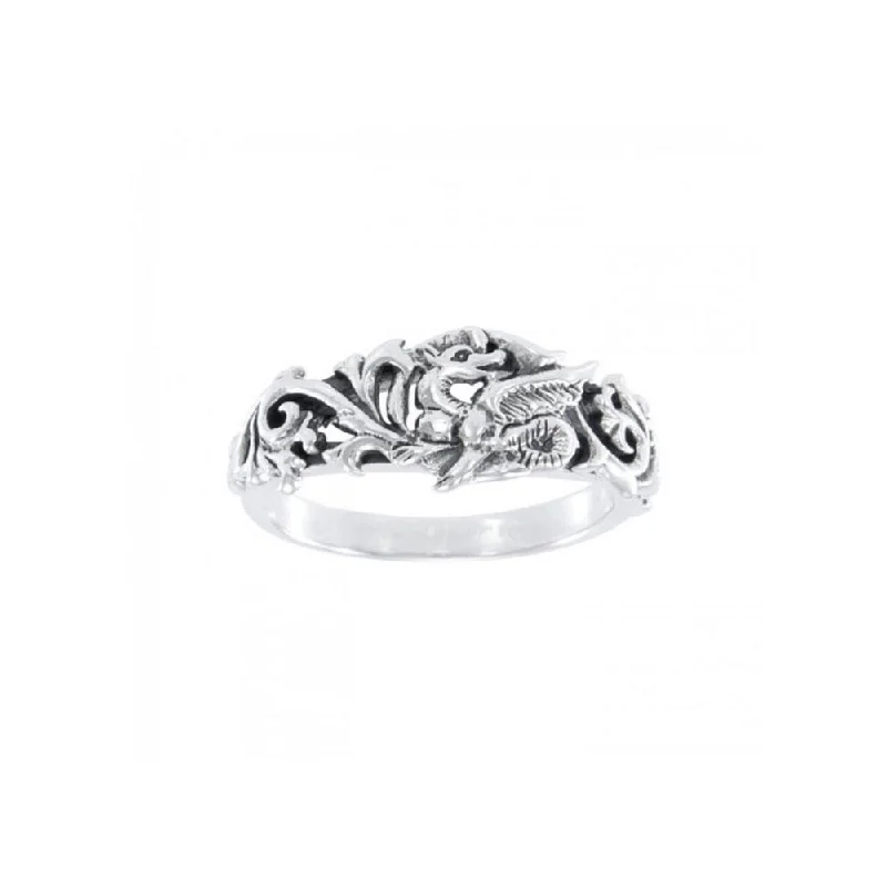 Dragon Scroll Sterling Silver Ring TR940