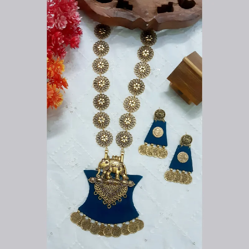 Shrijicreation Handmade Gold Plated Long Necklace Set