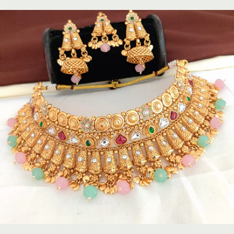 Manisha Jewellery Gold Plated Pota Stone Choker Necklace Set