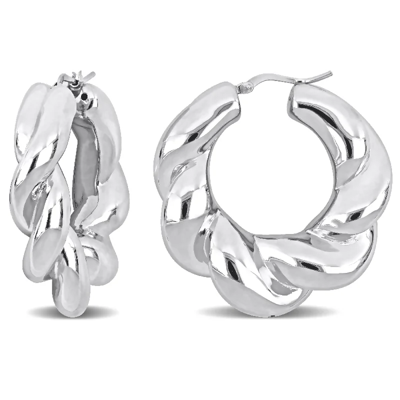 Miadora Sterling Silver Hoop Earrings