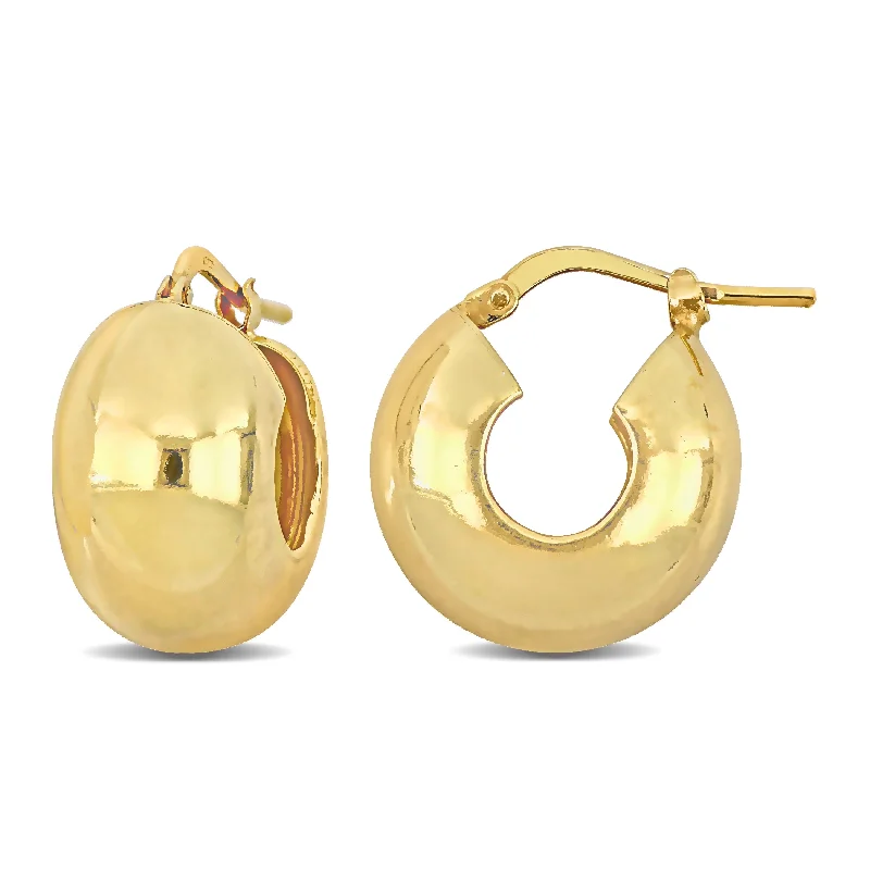 Miadora Yellow Plated Sterling Silver Hoop Earrings